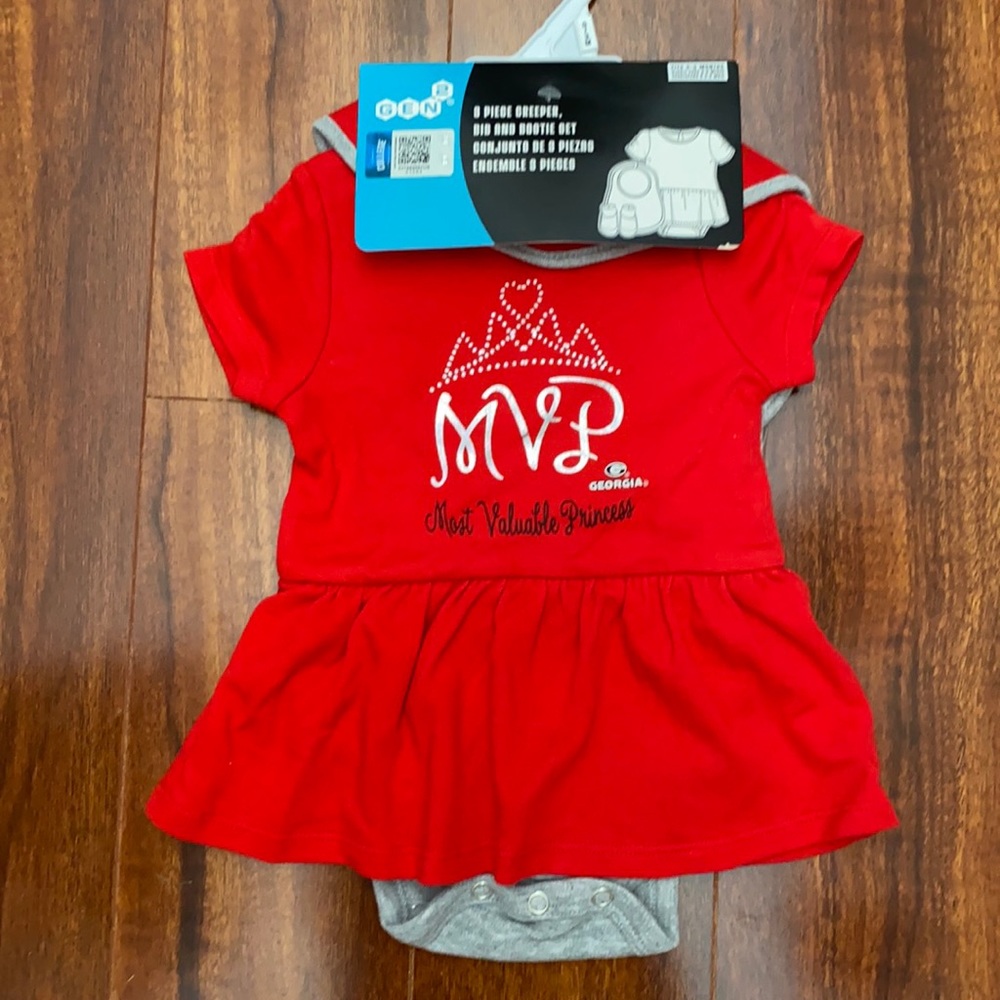 Georgia Bulldogs 0-3 months 3 piece outfit
